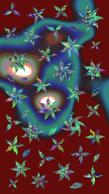 Raster illüstrasyonu. Moda baskısı. Dekorasyon ve tasarım için güzel bir desen. Eski model. Suluboya çizim kalıbı. Çiçeğin suluboya çizimlerinin zarif deseni.