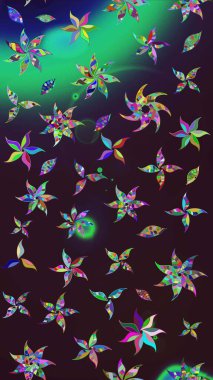 Renkli Bahar Teması eskiz kalıbı. Raster. Düz Çiçek Elementleri Tasarımı.