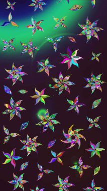 Çiçek deseni. Renkli Bahar Teması eskiz kalıbı. Raster güzel kumaş deseni çiziyor. Düz Çiçek Elementleri Tasarımı.