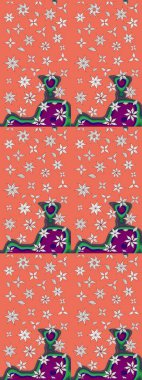 Güzel kumaş deseni. Raster suluboya deseni, narin çiçekler, turuncu çiçekler, tebrik kartı şablonu..