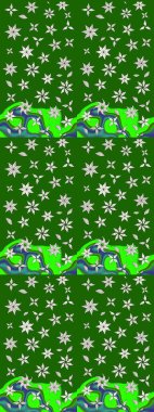 Raster çiçek izi. Çiçek yeşili eskiz deseni. Klasik taslak çizimi.