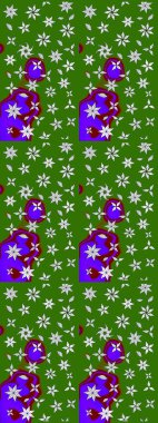 Raster illüstrasyonundaki çiçek desenli çizim. Suluboya tarzında yeşil renkte çiçekler.