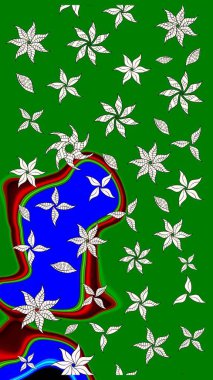 Yeşil renkli çiçekler. Kumaş desenli papatya çiçekleri ayrıntıları.