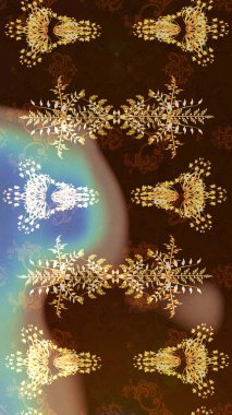 Raster illüstrasyonu. Kristal kar taneleri kahverengi, nötr ve mavi renklerde.