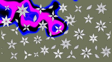 Raster illüstrasyonu. Çiçek buketleriyle klasik bir eskiz şekli. Yeşil renklerde.