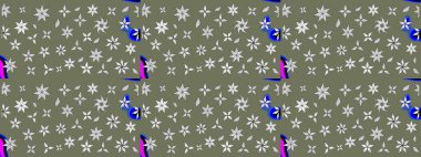 Çiçekli karalama şeklinde Raster çiçek deseni. Nazik, narin çiçek arkaplanı. Yeşil renkte çiçekler.