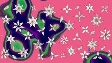 Yumuşak, pembe renkte bahar çiçekleri. Raster illüstrasyonu. Raster deseni. Patlayan çiçekler soyut yerleştirilmiş.