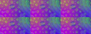 El çizimi çiçek unsurları olan soyut çizim raster deseni. Violet menekşe üzerinde. Retro tekstil tasarım koleksiyonu. Çiçekli ipek eşarp. 1950 'ler-1960' lar motifleri.