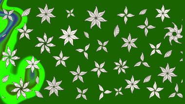 Vadinin yeşil renkli çiçekleri. Soyut etnik raster çizim kalıbı. Çiçekler..