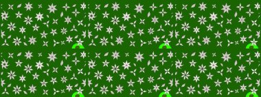 Küçük çiçekteki sevimli çiçek deseni. Yeşil renkte çiçekler.