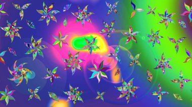 Nazikçe, güzel çiçek arkaplanı. Çiçekli karalama şeklinde Raster çiçek deseni. Mavi renkte çiçekler.