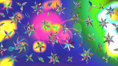 Mavi renkli çiçekler. Renkli Bahar temalı eskiz modeli. Düz Çiçek Elementleri Tasarım Raster illüstrasyonu. Çiçekli çiçek deseni, suluboya..