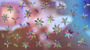 Motley illüstrasyonu. Küçük renkli çiçekler. Robot resim. Moda baskıları için zarif bir şablon. Çiçekli bahar çiçekleri. Küçük çiçekte şirin desenler.