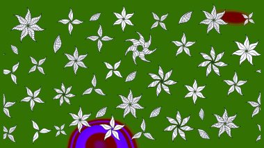 Raster illüstrasyonundaki çiçek desenli çizim. Yeşil renkte çiçekler.