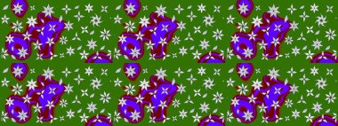 Küçük çiçekteki sevimli çiçek deseni. Yeşil renkte çiçekler.