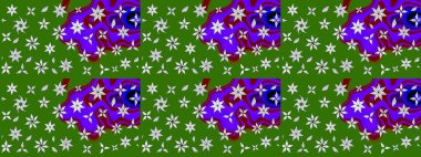 Raster Modaya uygun kumaş deseni. Renkli Bahar Teması eskiz kalıbı. Düz Çiçek Elementleri Tasarımı. Yeşil renkli şirin çiçek deseni.