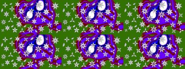 Renkli Bahar Teması eskiz kalıbı. Düz Çiçek Elementleri Tasarımı. Raster..