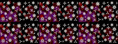 Küçük çiçekteki sevimli çiçek deseni. Siyah renkte çiçekler.