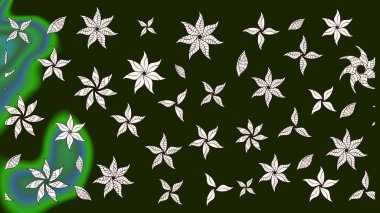 Tekstil için figür. Yapraklı çizim şekli. Poster ya da kapak için arka plan. Davetiye ve kartpostal tasarımı için dekoratif çiçek unsurları. Sevimli zarif çiçekler Raster illüstrasyonu.