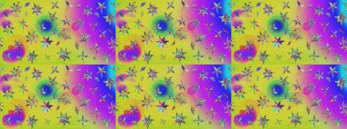 Raster illüstrasyonu. Düz Çiçek Elementleri Tasarımı. Çiçek desenli çizim. Renkli Bahar Teması eskiz kalıbı. Sarı renkli çiçekler. Asya tekstil tarzında.