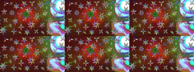 Raster illüstrasyonu. Raster illüstrasyonu. Asya tekstil tarzında. Çiçek desenli çizim. Kahverengi renkte çiçekler.