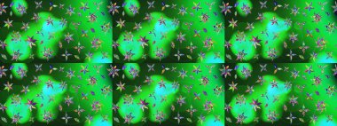 Çiçekli karalama şeklinde Raster çiçek deseni. Yeşil renkli çiçekler. Nazik, narin çiçek arkaplanı.