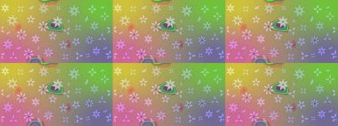 Düz Çiçek Elementleri Tasarımı. Renkli Bahar Teması eskiz kalıbı. Sevimli çiçek raster deseni. Tarafsız renklerde çiçekler.