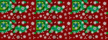 Kırmızı renkte çiçekler. Raster illüstrasyonu. El çizimi çiçekli soyut çizim deseni.