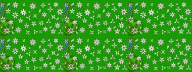 Kumaş, tekstil, duvar kağıdı baskısı için. Miles Fleur, süslü püslü bir süs. Tomurcukları papatya çiçekleri olan sevimli bir çiçek deseni. Eski usul. Eskiz geçmişi. Raster illüstrasyonu.