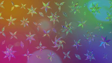 Kahverengi renkte çok kahverengi, zarif küçük çiçekler ve komik böcekler, raster desen, illüstrasyon.