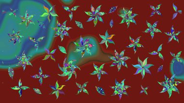 Vadinin çiçekleri kırmızı renklerde. Çiçeksel çizim kalıbının çizimi.