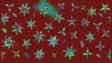 Modaya uygun kumaş deseni. Sevimli çiçek raster deseni. Düz Çiçek Elementleri Tasarımı. Renkli Yaz Teması çizim şablonu.