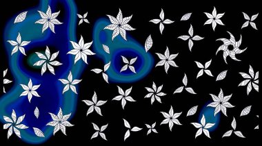 Raster illüstrasyonundaki çiçek desenli çizim. Siyah renkte çiçekler.