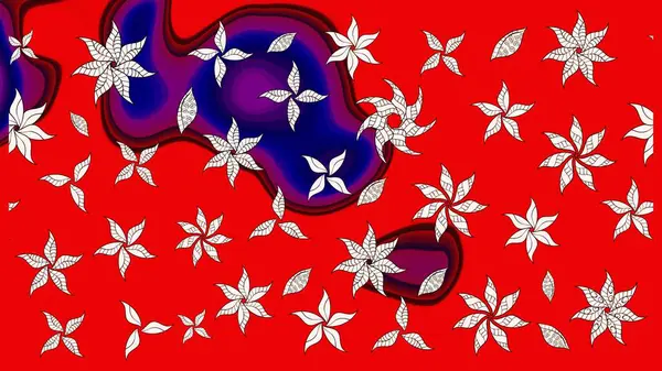 Çiçek izi. Suluboya tarzında kırmızı renkte çiçekler. Suluboya çizim deseni.