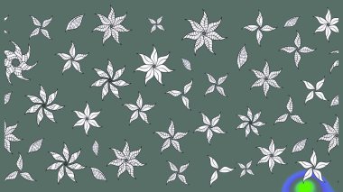 Bir sürü nötr ve soyut çiçekli tropik eskiz deseni. Küçük çiçekteki sevimli çiçek deseni. Varicoloneutral raster çizimi.