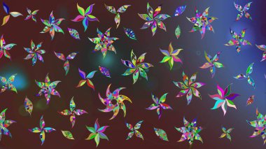 Düz Çiçek Elementleri Tasarımı. Renkli Bahar Teması eskiz kalıbı. Güzel çiçek deseni. Kahverengi renkte çiçekler.