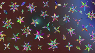 Raster illüstrasyonu. Kahverengi renklerde. 3D çiçekler, çizim.