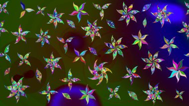 Kahverengi renkli çiçekler. Hediye ambalaj kağıdı, tebrik kartları, posterler ve pankart tasarımı. Raster düz çiçek çizim deseni.