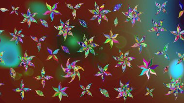 Modern çiçek arkaplanı. Moda baskıları için zarif bir şablon. Halk tarzı. Parlak renkli çiçekleri ve kahverengi yaprakları olan harika bir çiçek deseni..