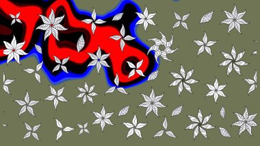 Yumuşak, yeşil renkli bahar çiçekleri. Raster illüstrasyonu. Raster çiçek desenli ve çiçekli..