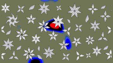 Yeşil renkli çiçekler. Raster düz çiçek çizim deseni. Tasarım hediye paketi, tebrik kartları, posterler ve afiş tasarımı.