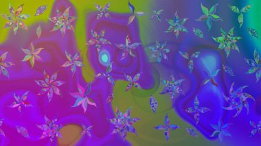 Şirin çiçekli, desenli, mor renkli bir eskiz deseni. Tekstil için suluboya eskiz deseni. El çizimi çiçek çizimi deseni (fayans)).