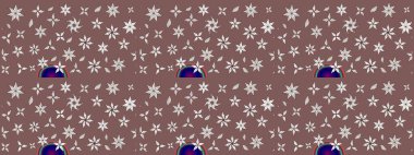 Raster illüstrasyonundaki çiçek desenli çizim. Kahverengi renklerde. Güzel kumaş deseni. Raster illüstrasyonu.