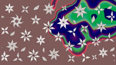 Raster suluboya çiçek deseni, narin çiçekler, kahverengi çiçekler, tebrik kartı şablonu. Raster Güzel kumaş deseni.