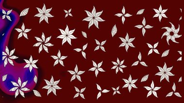 Raster illüstrasyonu. Çiçekli karalama şeklinde Raster çiçek deseni. Kibarca, bahar çiçekleri kırmızı renklerde.