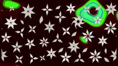 Raster illüstrasyonundaki çiçek desenli çizim. Siyah renkte çiçekler.