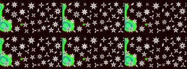 Siyah çiçekli eskiz deseni, suluboya çiçek deseni, sevimli çiçek, duvar kağıdı, kart ya da kumaş için fayanslı. Raster - stok.