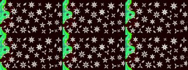 Raster Illustrasyon 'daki Çiçek Deseni' nin son moda çizimi. Siyah renkli çiçekler. Renkli Yaz Temalı eskiz kalıbı. Düz Çiçek Elementleri Tasarımı.