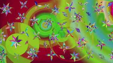 Çiçek ve yapraklı çiçek deseni. Raster illüstrasyonu. Küçük çiçekli şirin desen.