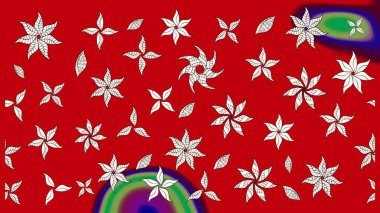 Kırmızı renkte çiçekler. Asya tekstil tarzında. Raster illüstrasyonu. Raster illüstrasyonu. Çiçek desenini çiz.